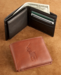 Embossed Polo Pony Leather Passcase Wallet